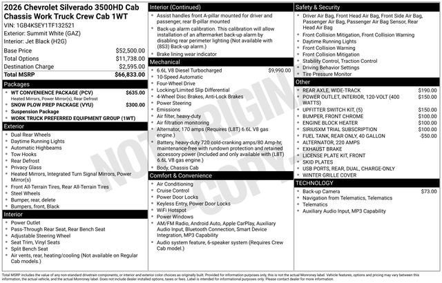 2026 Chevrolet Silverado 3500 HD Chassis Cab Work Truck