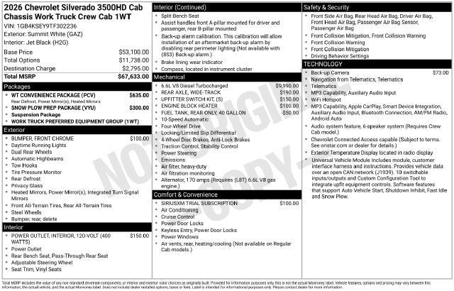 2026 Chevrolet Silverado 3500 HD Chassis Cab Work Truck