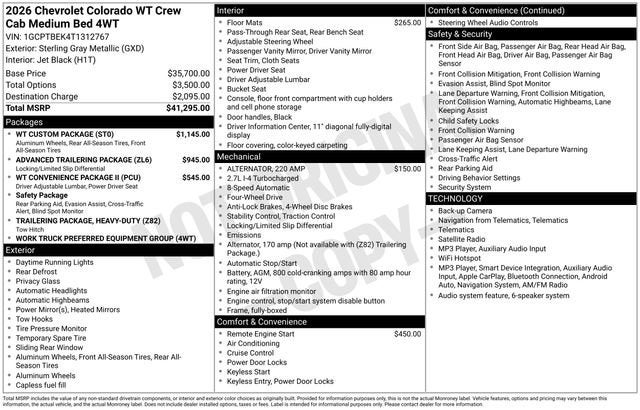 2026 Chevrolet Colorado WT