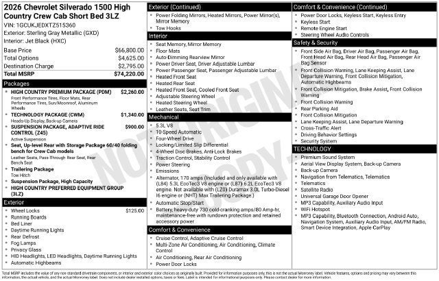 2026 Chevrolet Silverado 1500 High Country