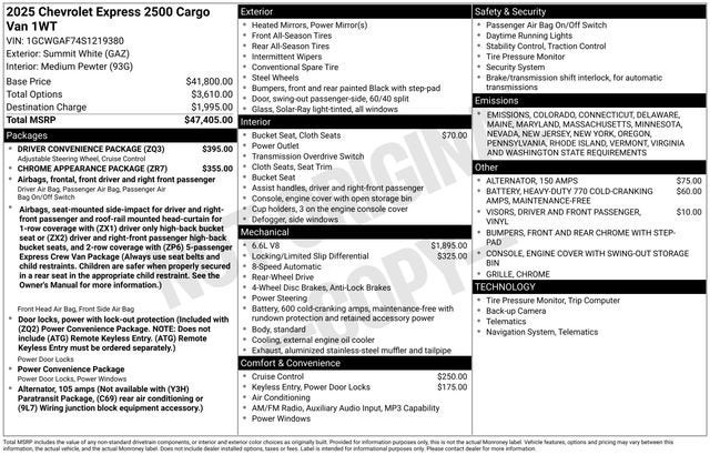 2025 Chevrolet Express Cargo 2500 WT