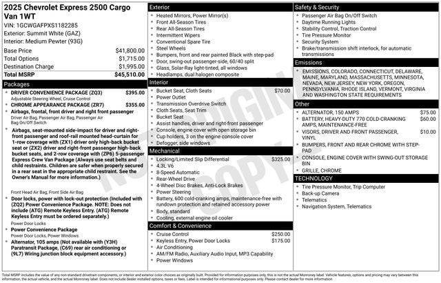 2025 Chevrolet Express Cargo 2500 WT