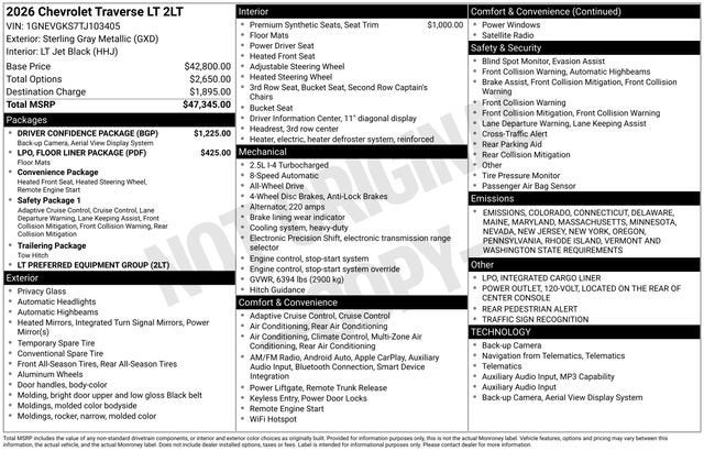 2026 Chevrolet Traverse LT