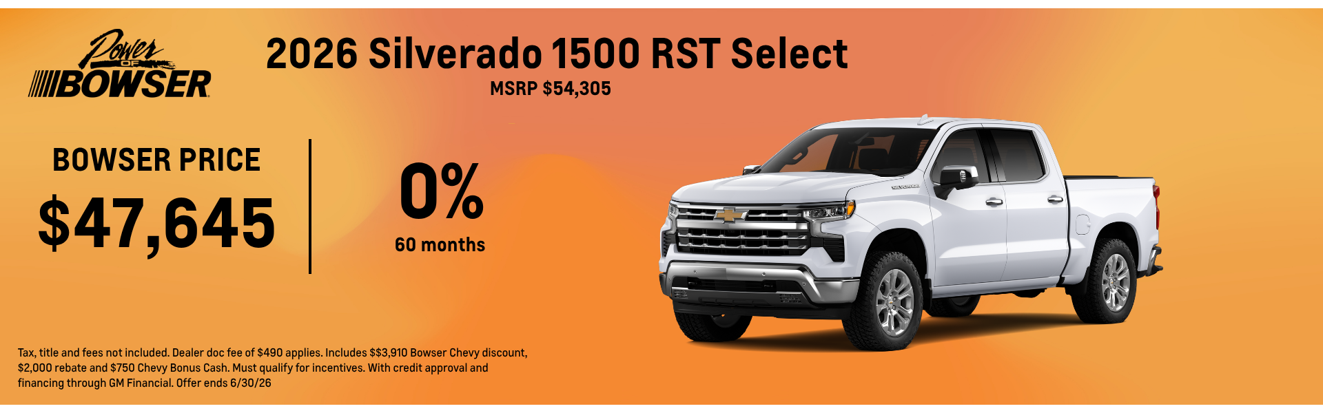 2026 Chevrolet Silverado RST Select offer